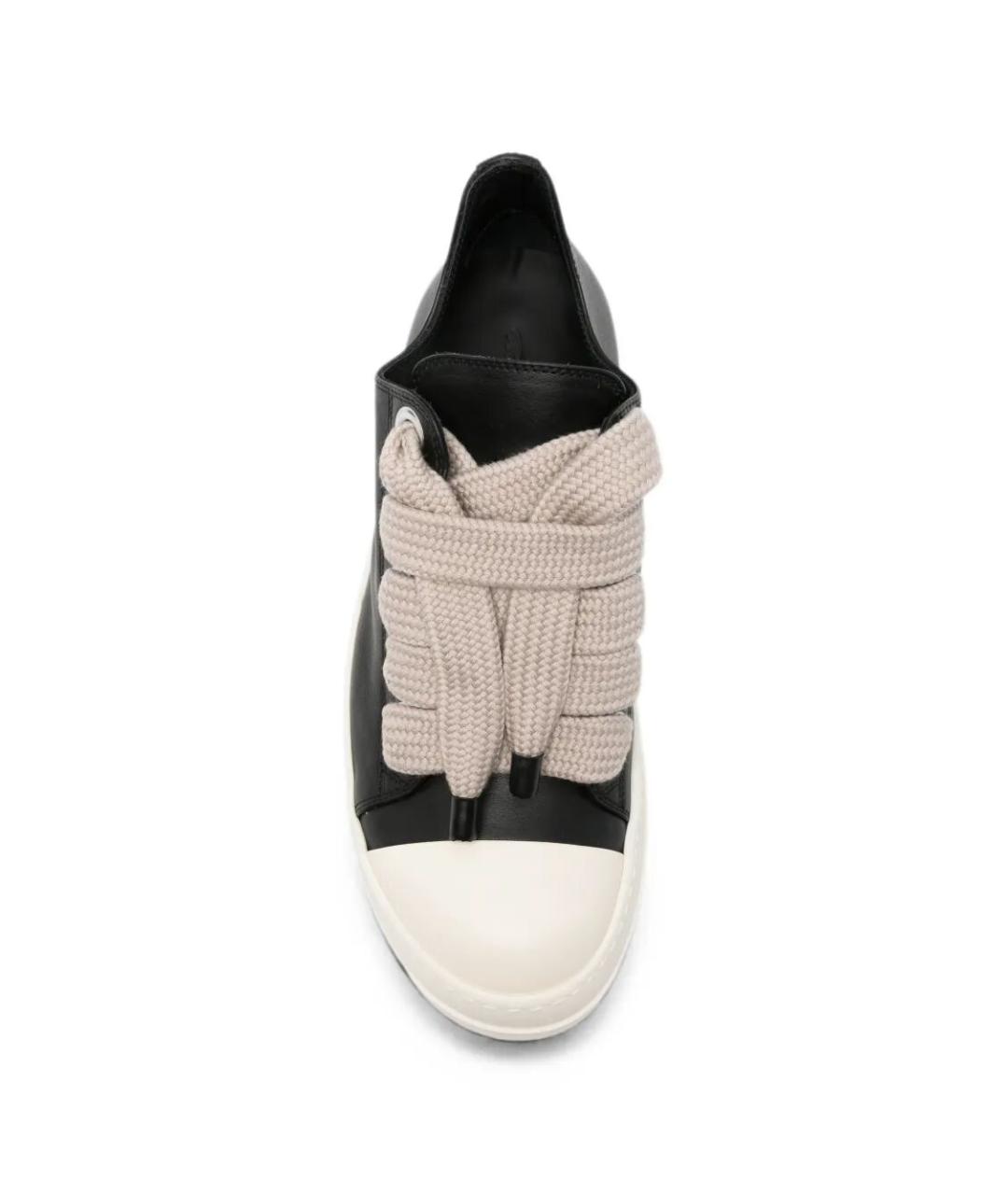 RICK OWENS Черные кожаные низкие кроссовки / кеды, фото 3