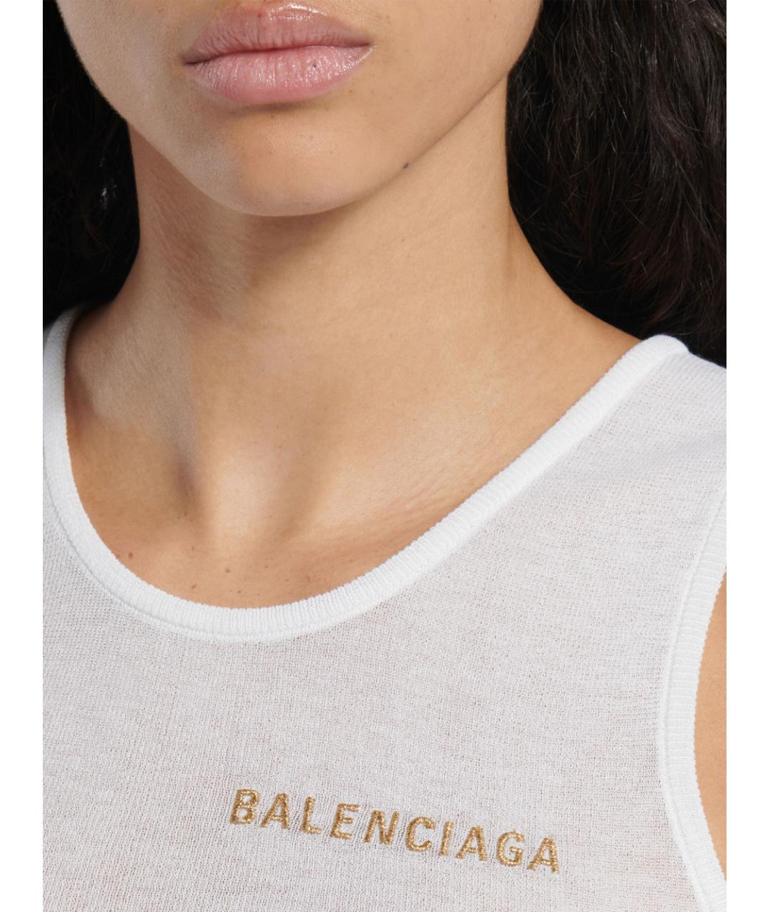 BALENCIAGA Белая хлопковая майка, фото 5