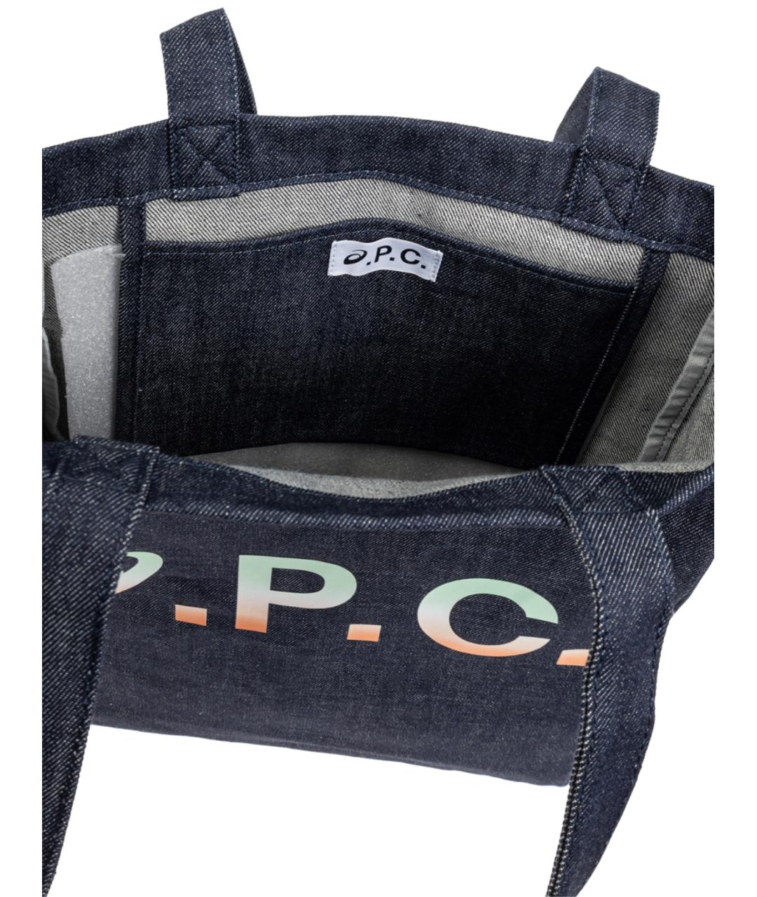 A.P.C. Синяя хлопковая сумка тоут, фото 3