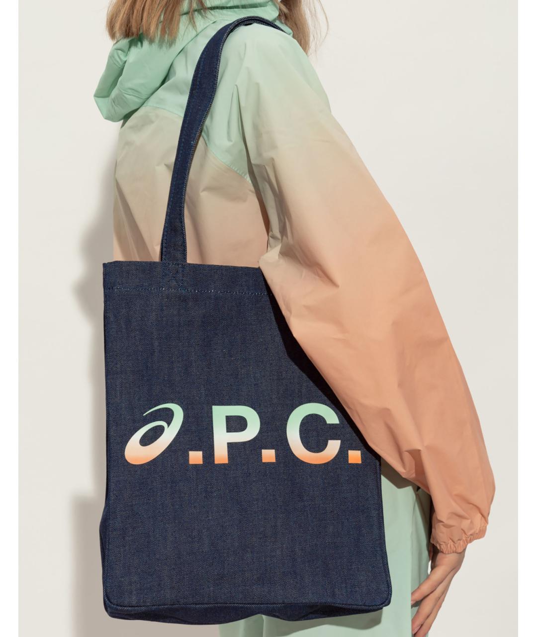 A.P.C. Синяя хлопковая сумка тоут, фото 5