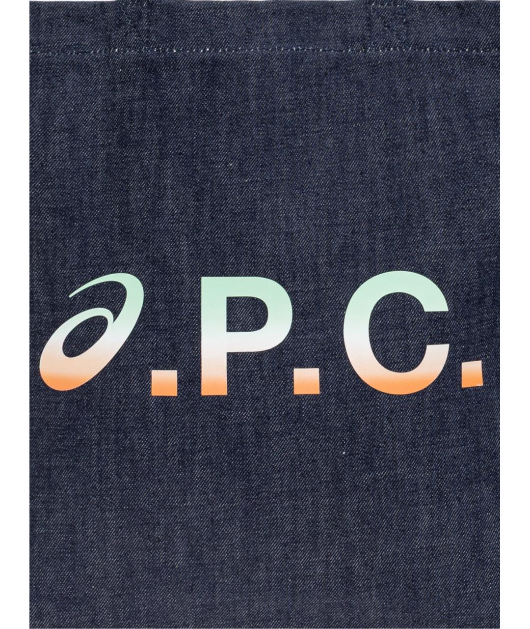 A.P.C. Синяя хлопковая сумка тоут, фото 4
