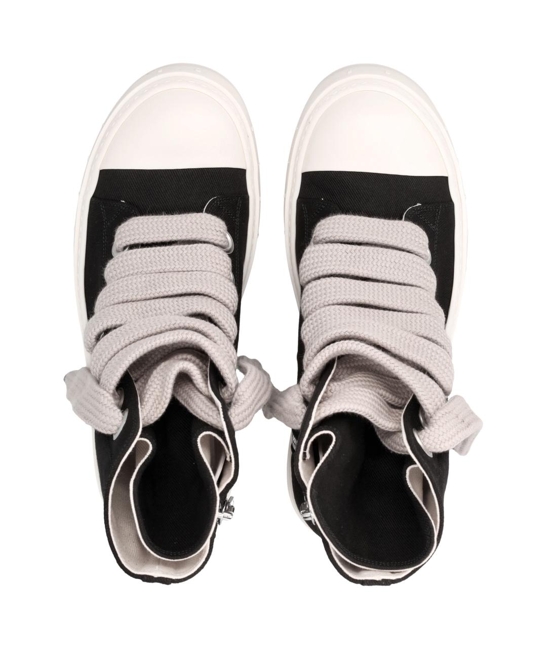 RICK OWENS Черные текстильные кеды, фото 2