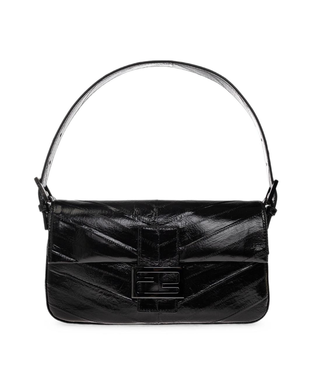 FENDI Черная сумка через плечо из экзотической кожи, фото 6