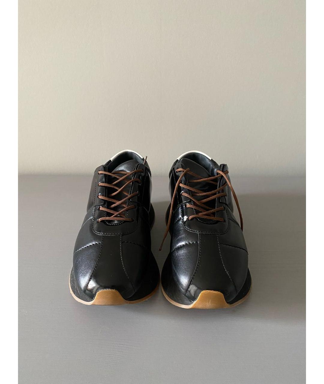 MARNI Черные кожаные кроссовки, фото 2