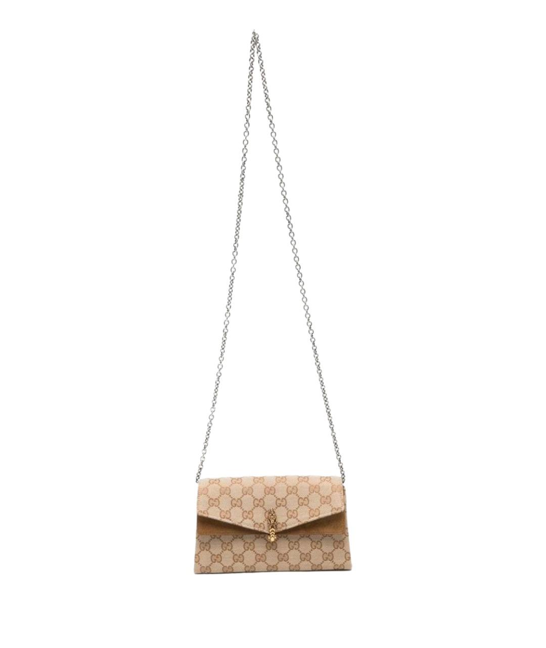 GUCCI Бежевая сумка через плечо из канвы, фото 1