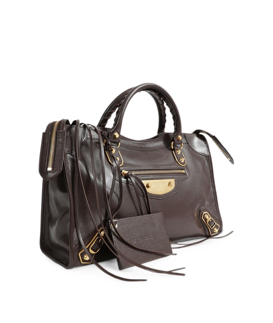 BALENCIAGA Коричневая кожаная сумка тоут, фото 2