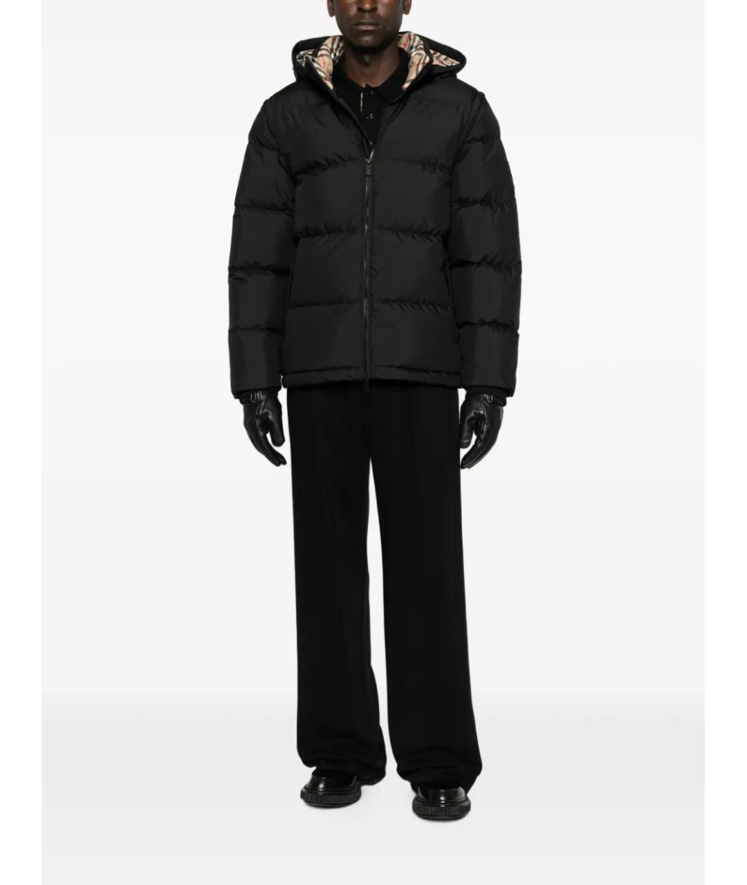 BURBERRY Черный полиэстеровый пуховик, фото 2