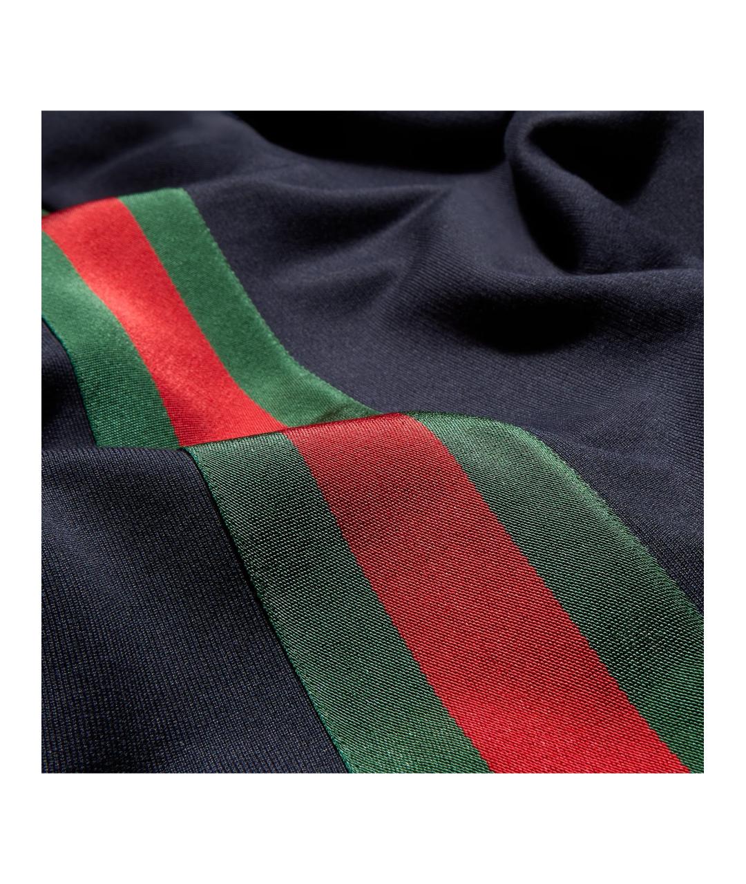 GUCCI Темно-синие шелковые повседневные брюки, фото 5