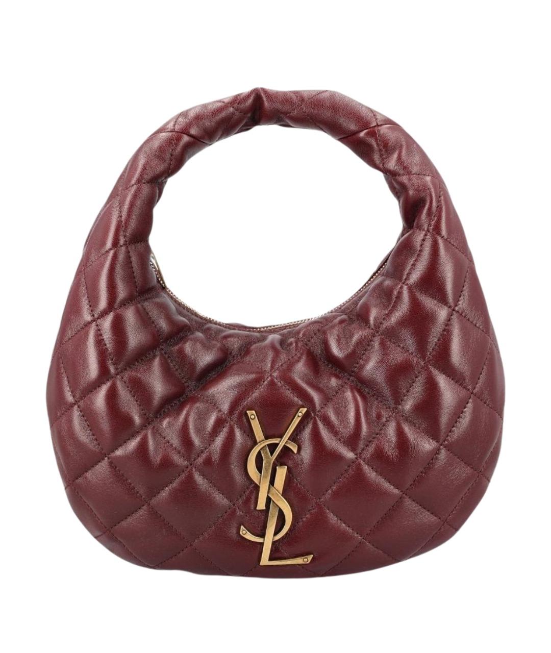 SAINT LAURENT Бордовая кожаная сумка с короткими ручками, фото 1