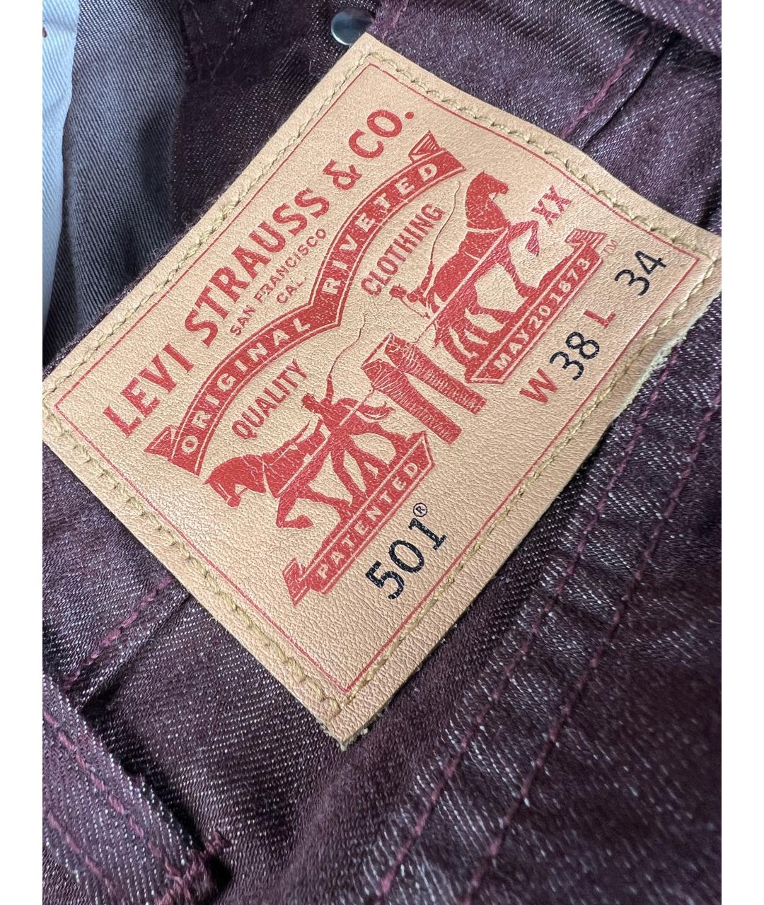 LEVI'S Бордовые хлопковые прямые джинсы, фото 4