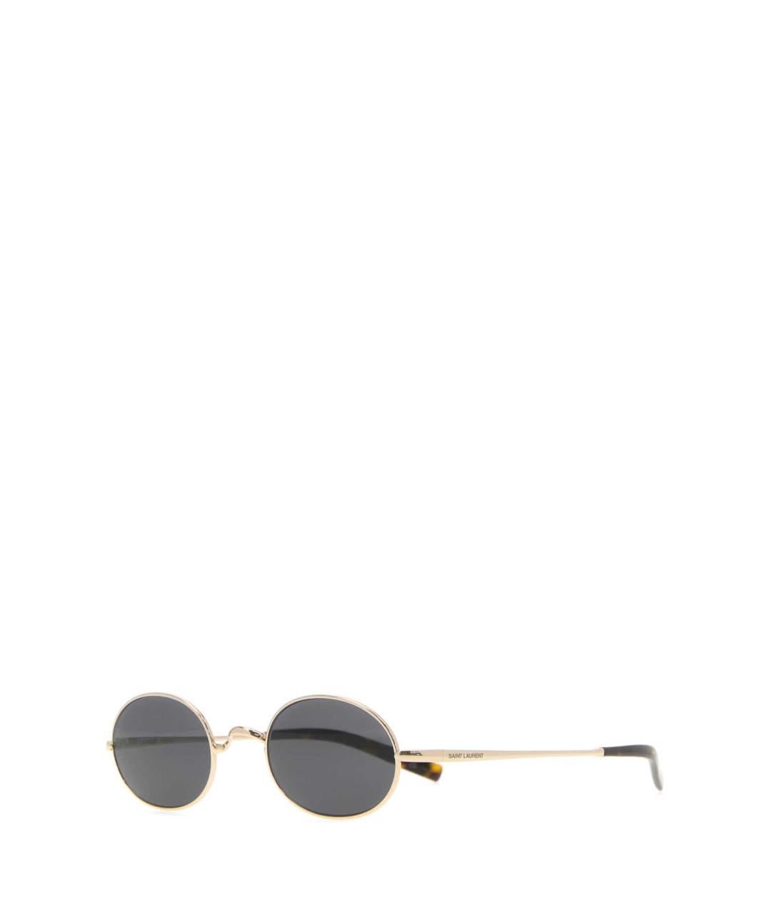 SAINT LAURENT Золотые металлические солнцезащитные очки, фото 1
