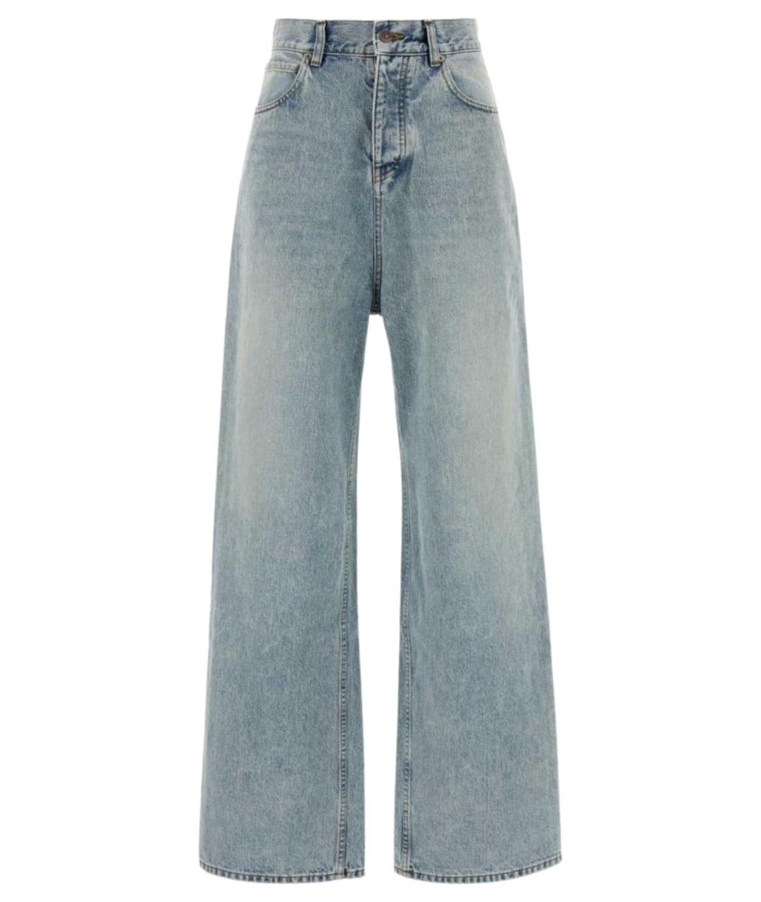BALENCIAGA Голубые хлопковые прямые джинсы, фото 1