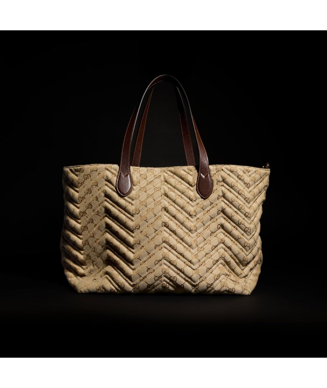 GUCCI Бежевая сумка тоут из канвы, фото 4