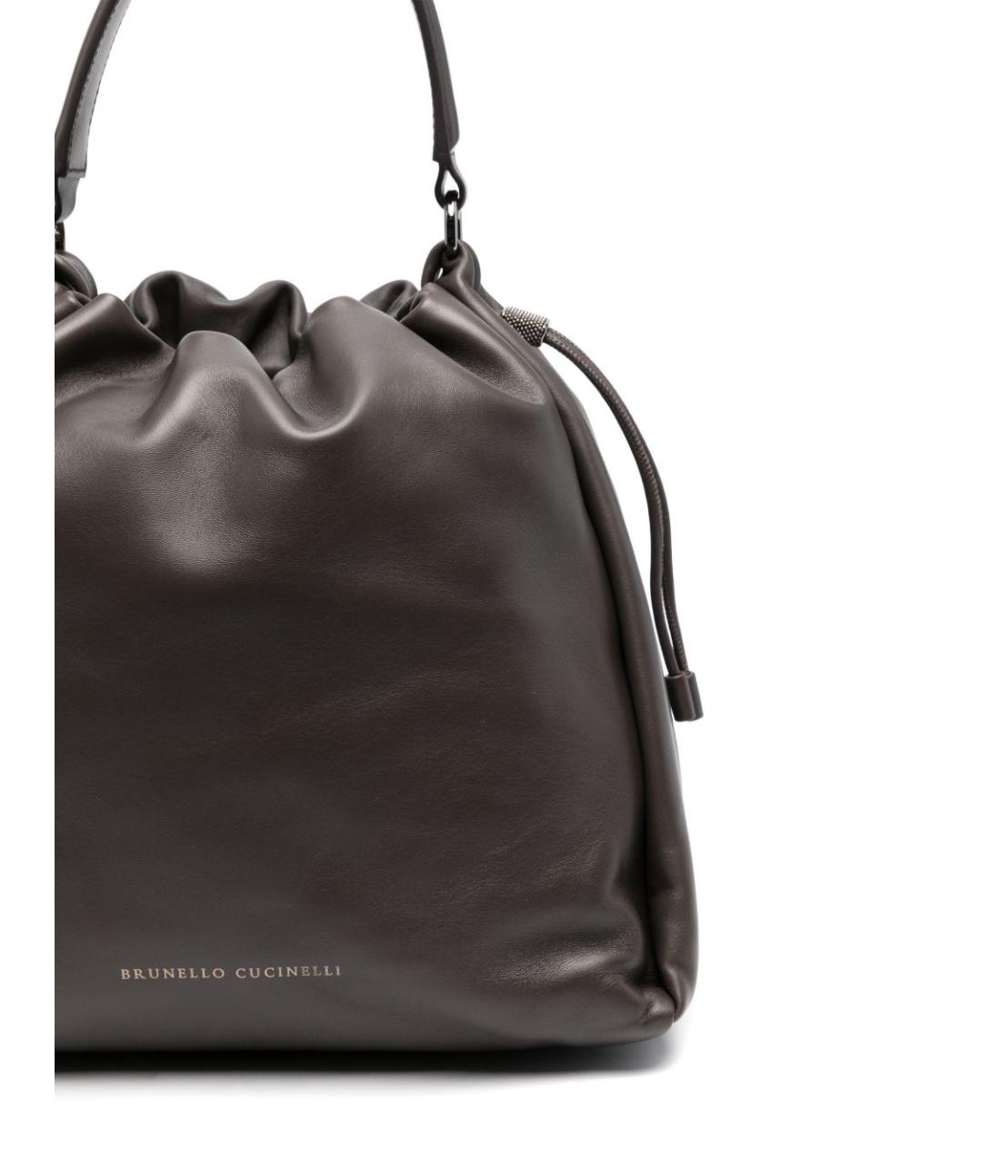 BRUNELLO CUCINELLI Коричневая кожаная сумка через плечо, фото 5