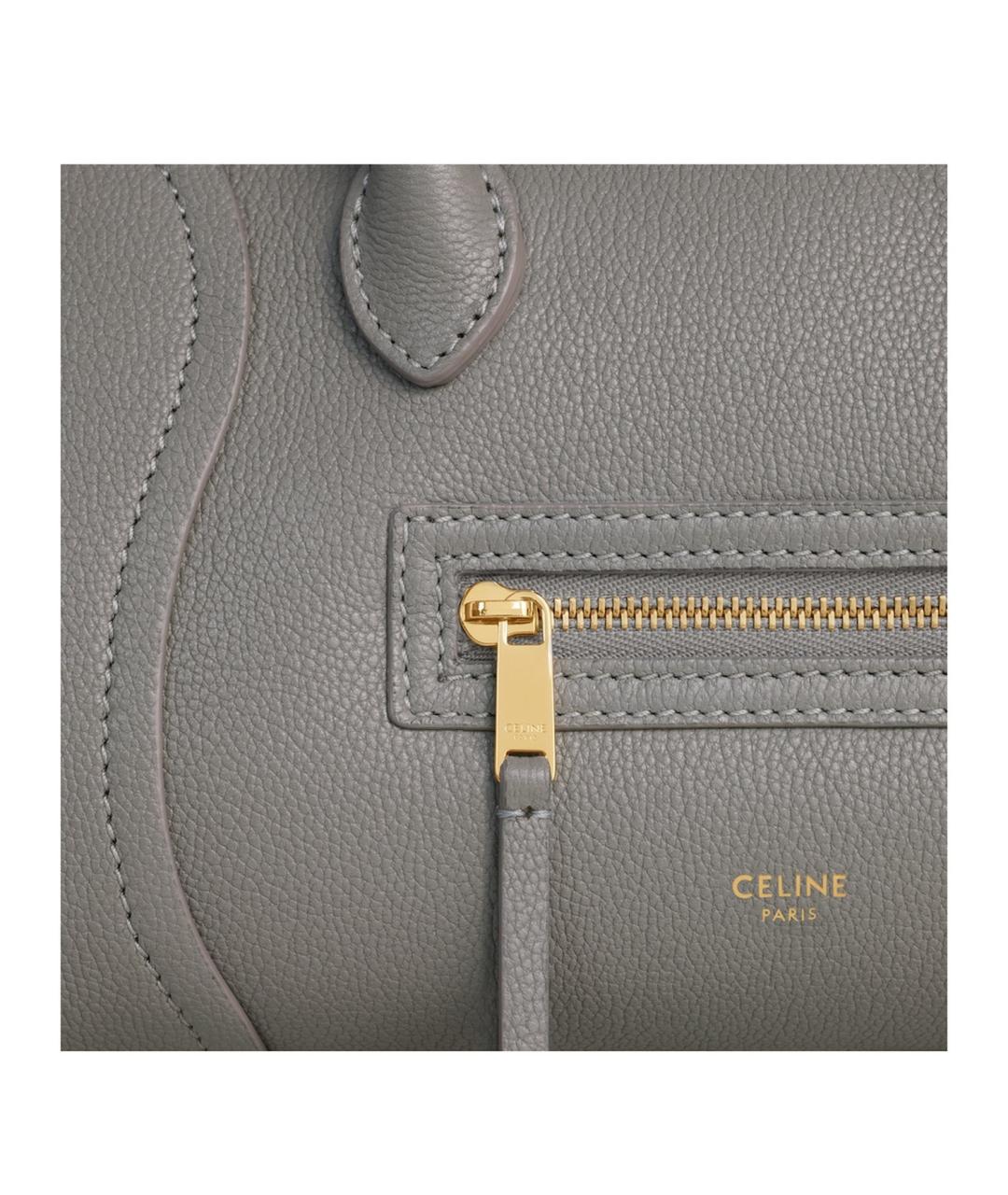 CELINE Серая кожаная сумка тоут, фото 3