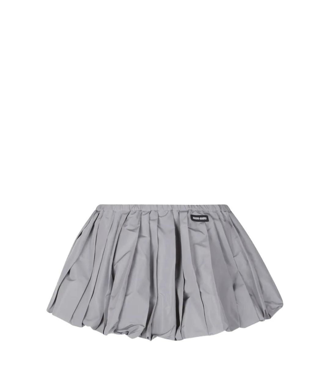 MIU MIU Серая юбка мини, фото 4