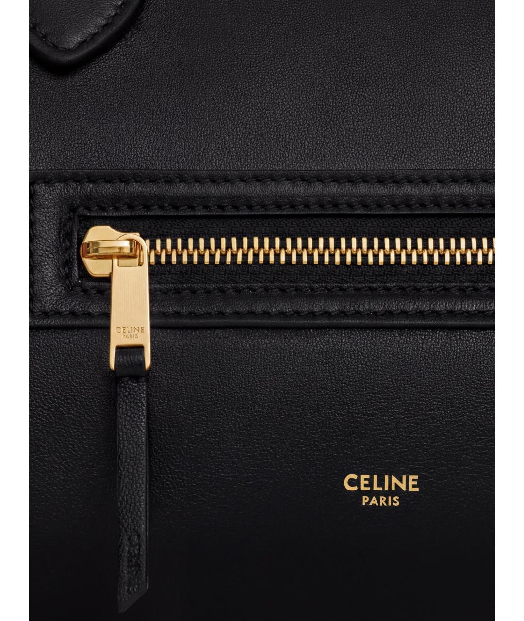 CELINE Черная кожаная сумка тоут, фото 4