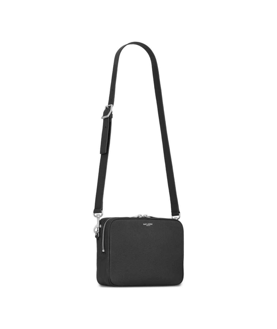 SAINT LAURENT Черная кожаная сумка на плечо, фото 2
