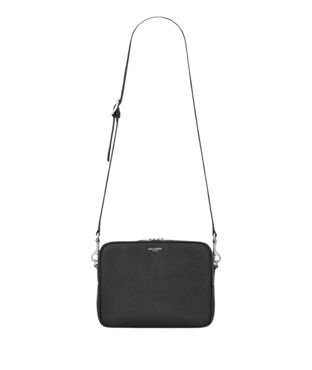 SAINT LAURENT Черная кожаная сумка на плечо, фото 1