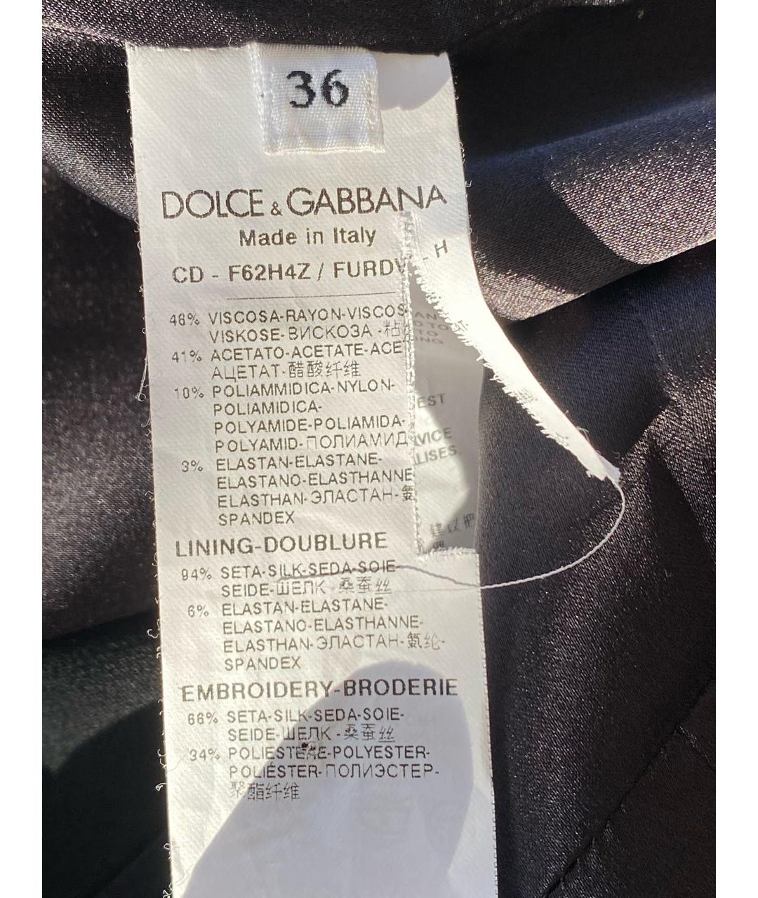 DOLCE&GABBANA Черное полиамидовое коктейльное платье, фото 8