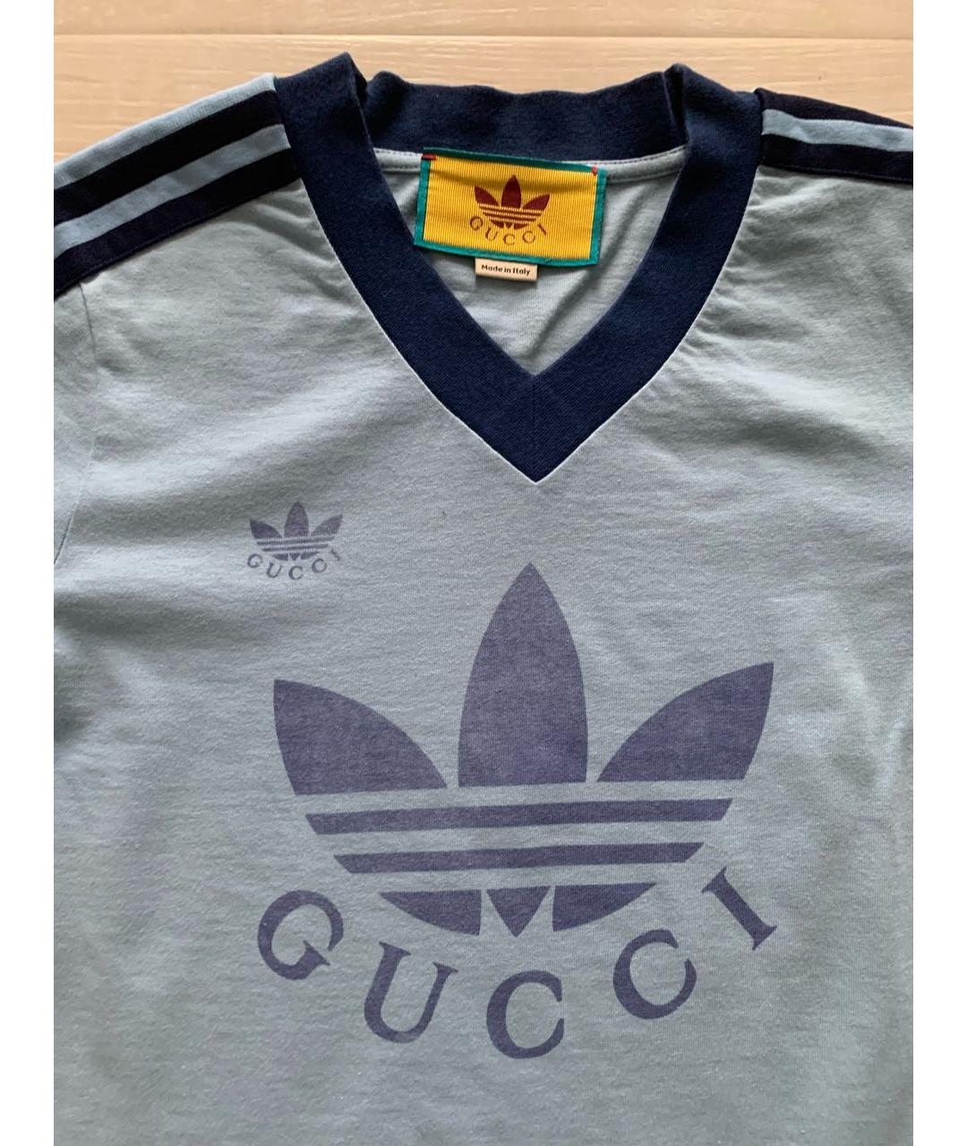 GUCCI Голубая хлопковая футболка, фото 3
