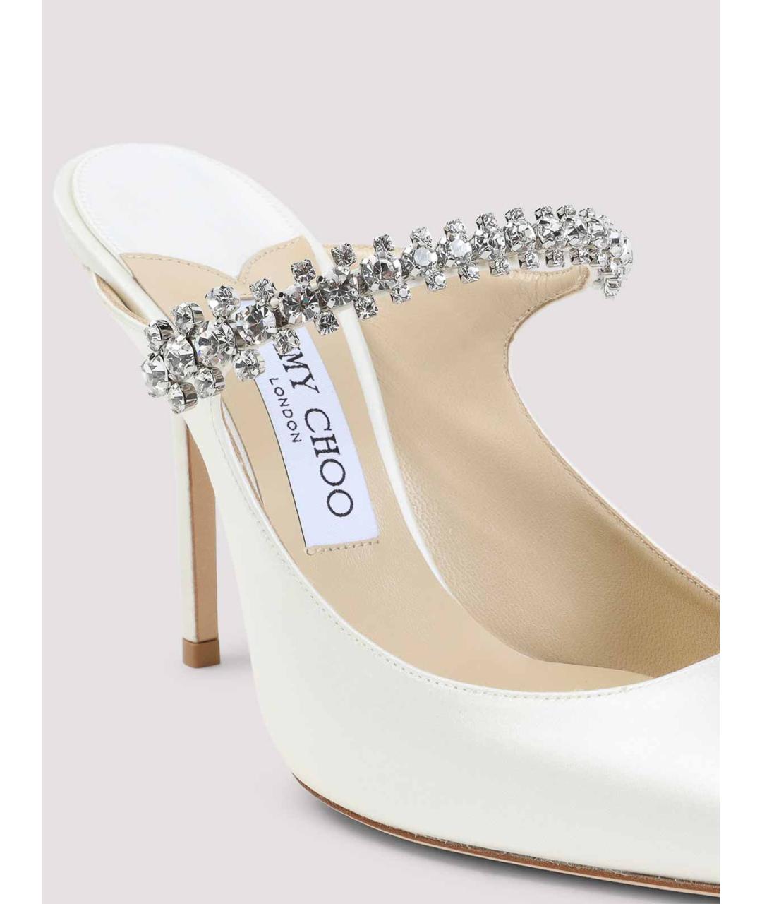 JIMMY CHOO Белые кожаные мюли, фото 4