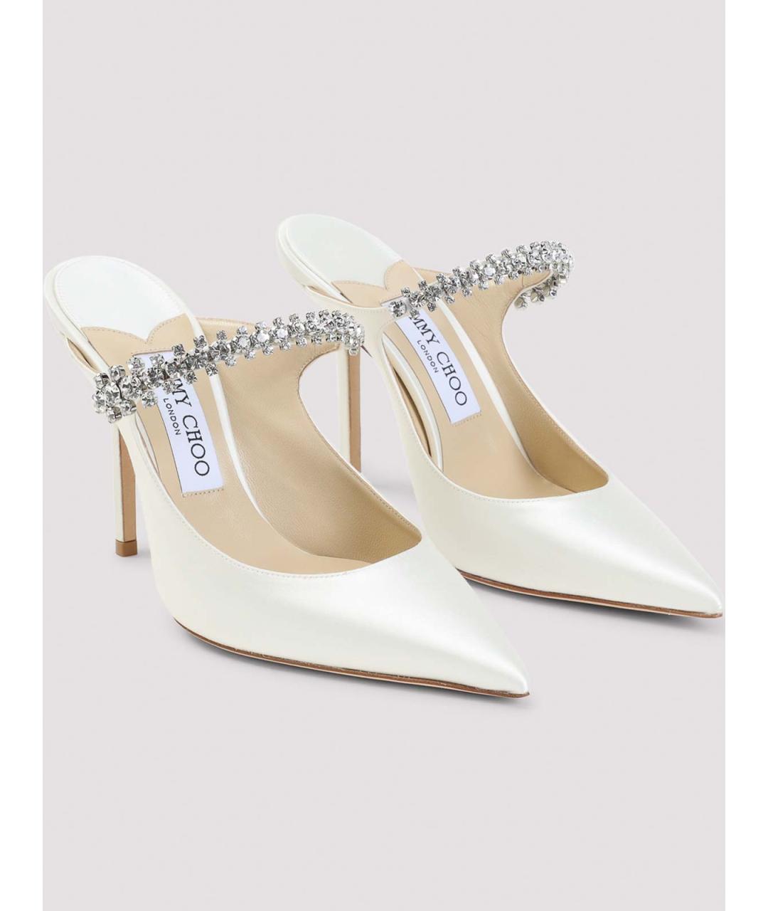 JIMMY CHOO Белые кожаные мюли, фото 3
