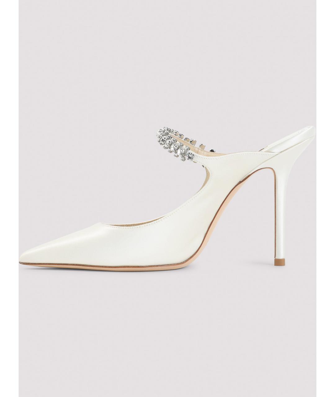 JIMMY CHOO Белые кожаные мюли, фото 2