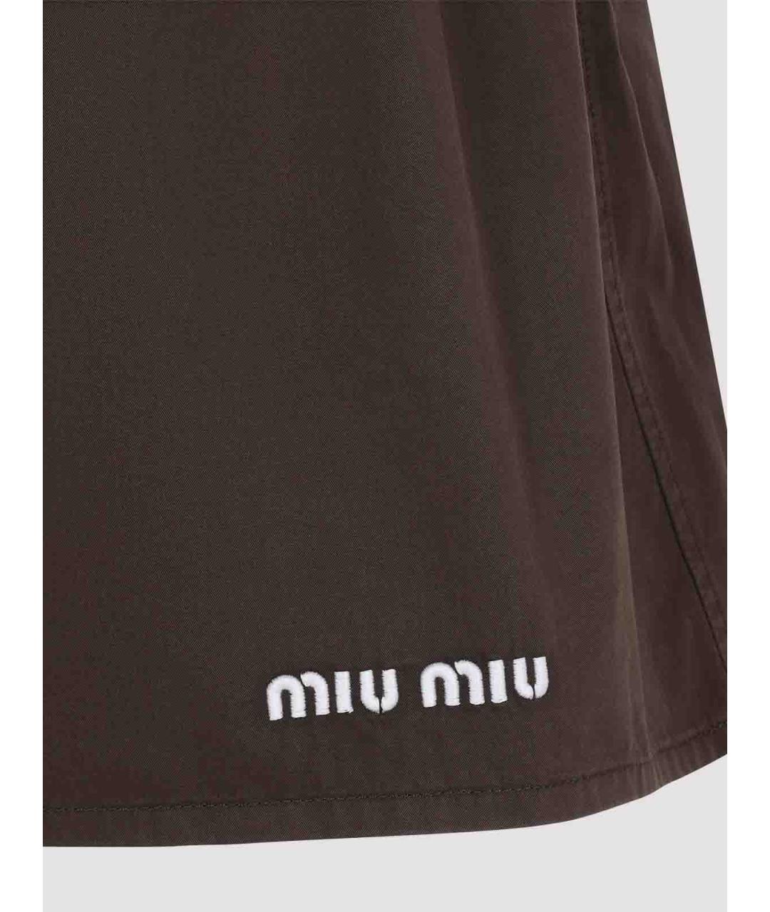 MIU MIU Коричневая хлопковая юбка миди, фото 4