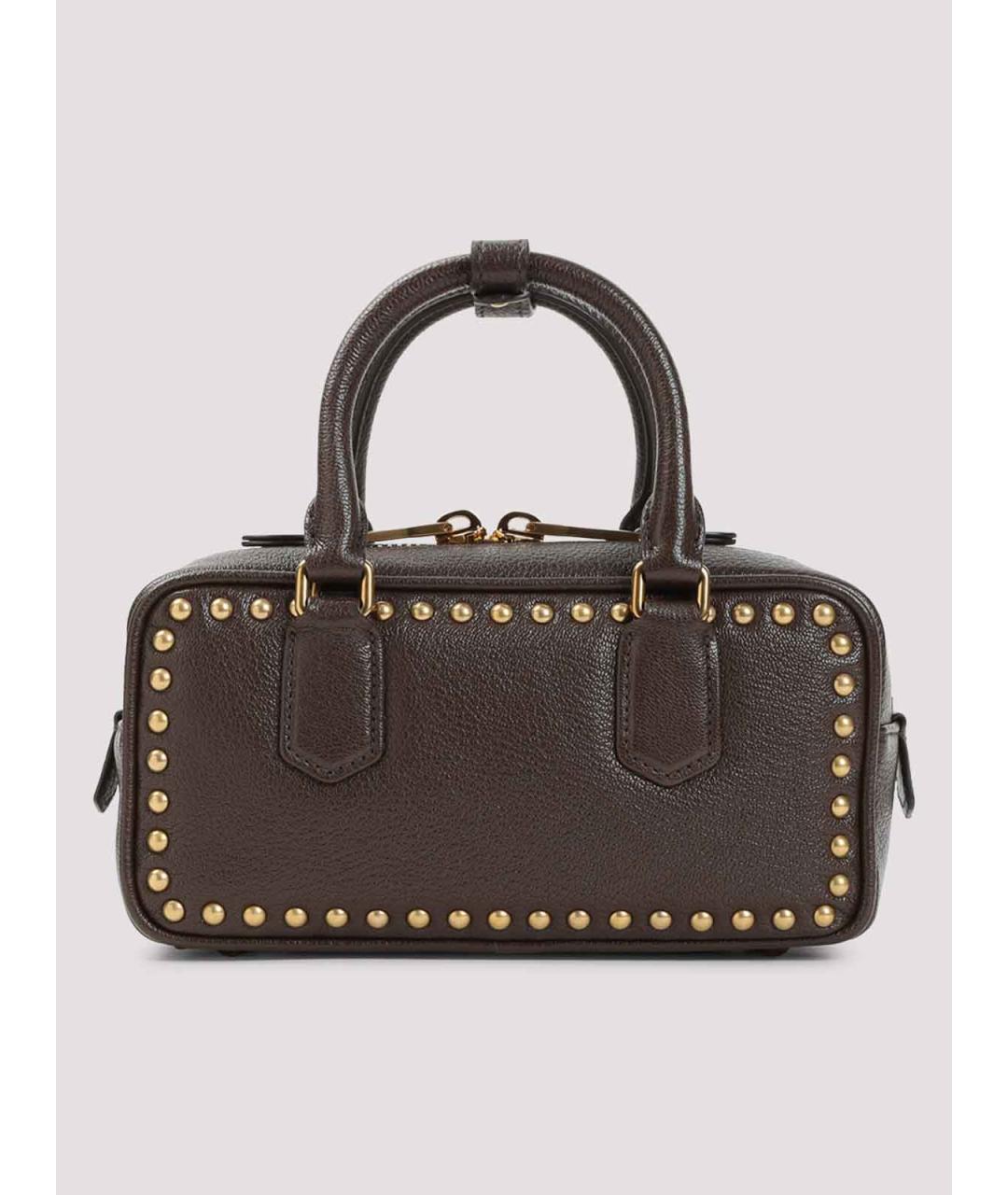 MIU MIU Коричневая кожаная сумка с короткими ручками, фото 2