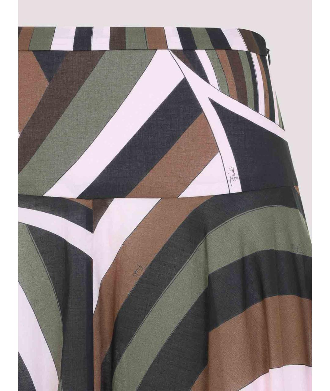 EMILIO PUCCI Хаки хлопковая юбка макси, фото 3