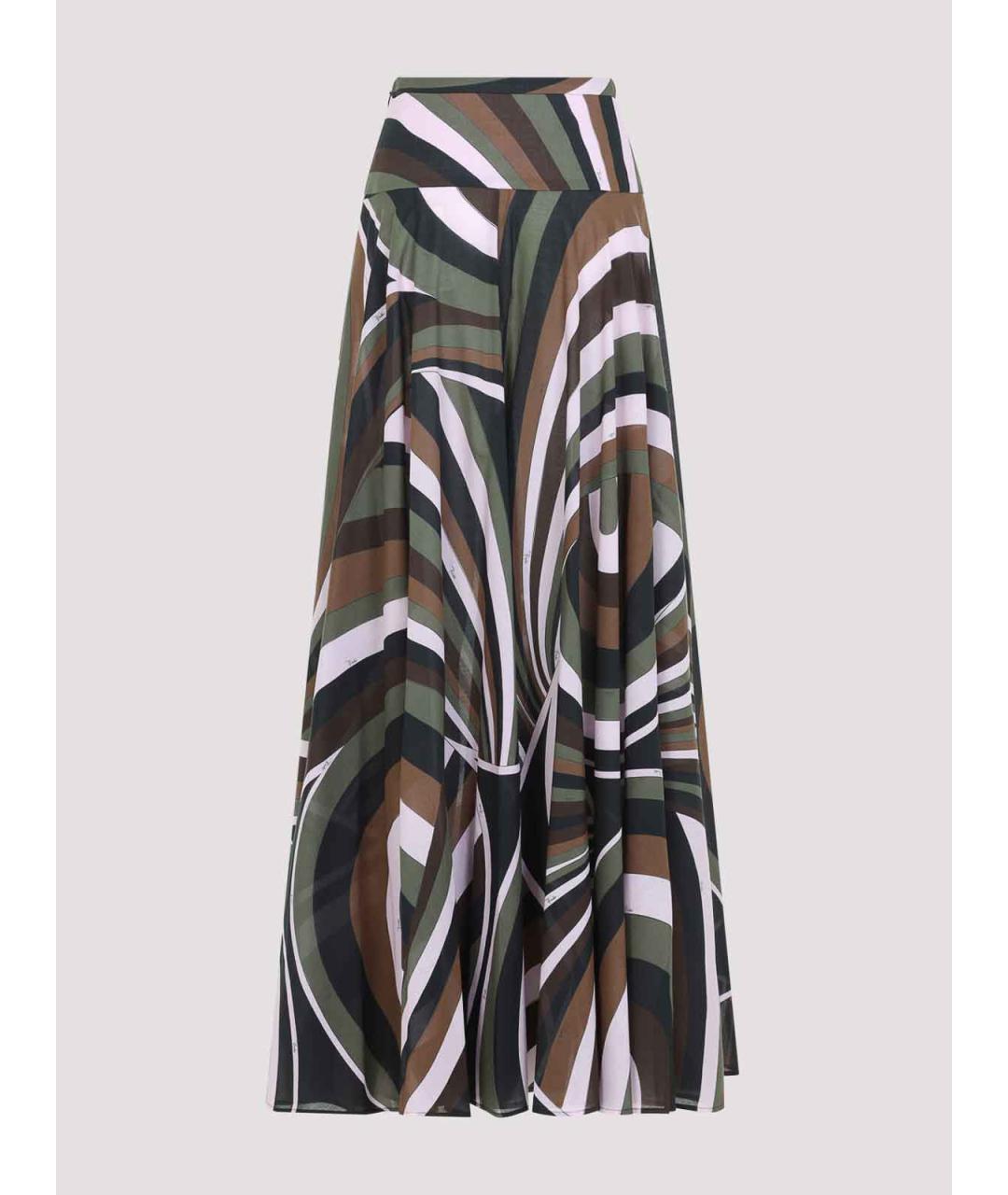 EMILIO PUCCI Хаки хлопковая юбка макси, фото 2