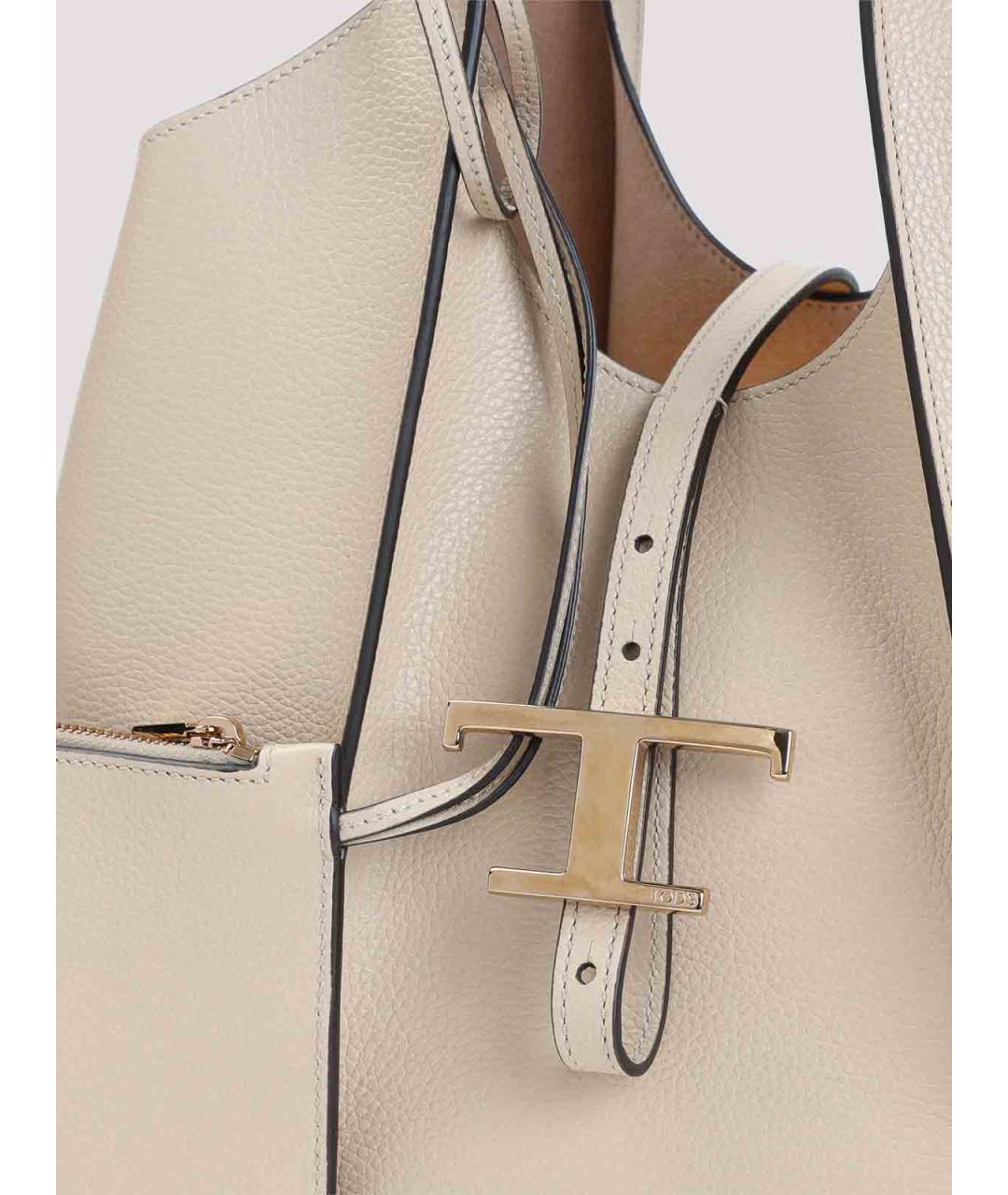 TOD'S Бежевая кожаная сумка тоут, фото 3