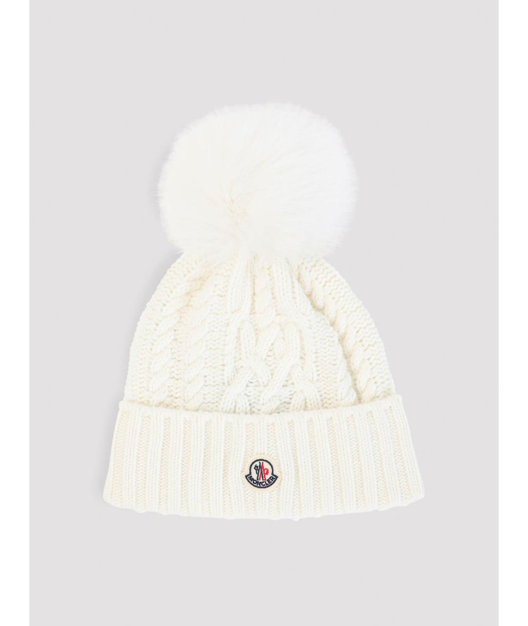 MONCLER Белая синтетическая шапка, фото 3