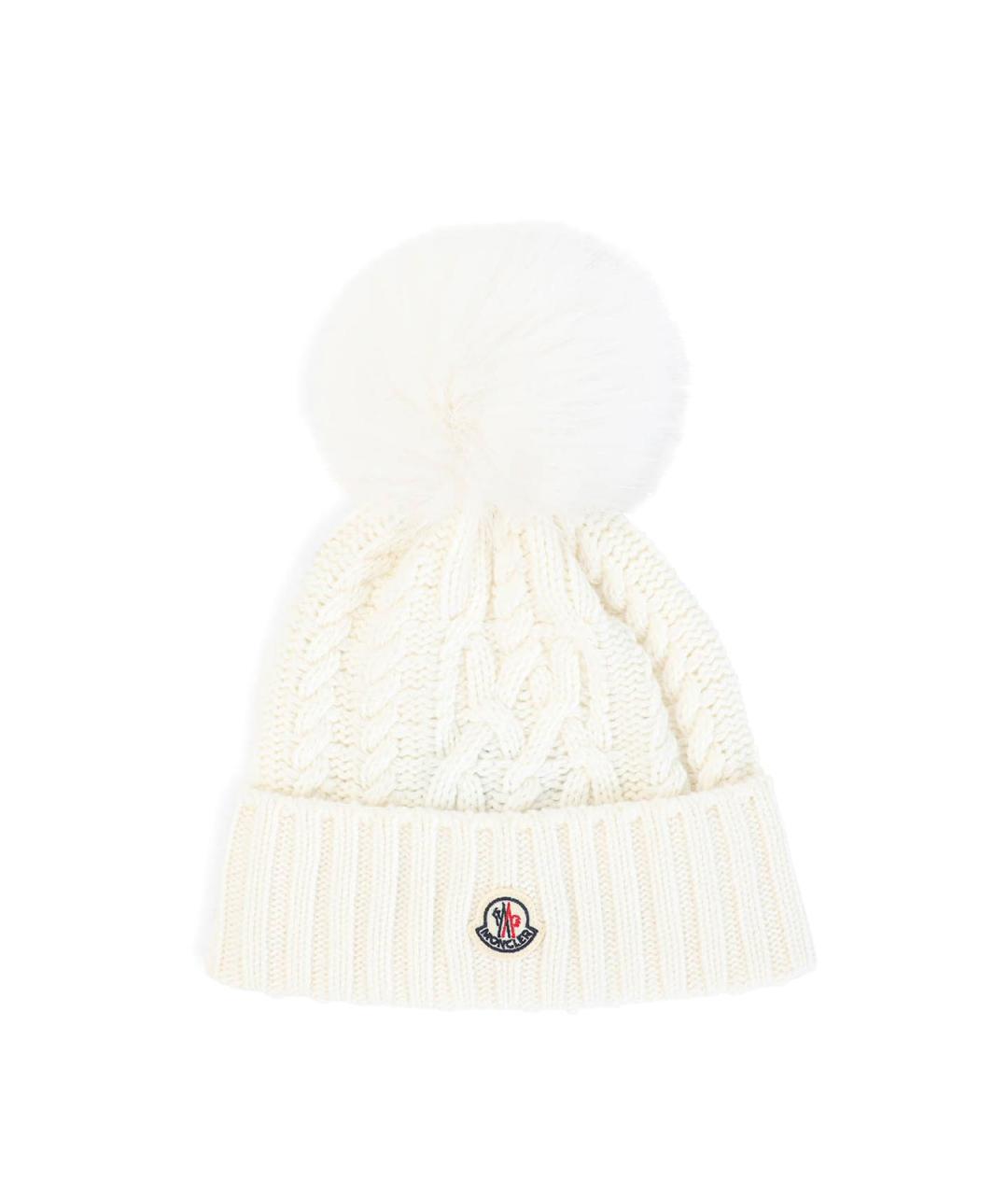 MONCLER Белая синтетическая шапка, фото 1