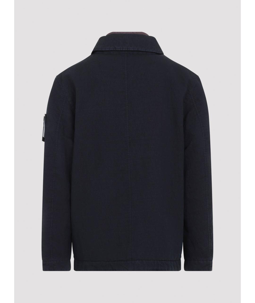 STONE ISLAND Темно-синяя хлопковая куртка, фото 2