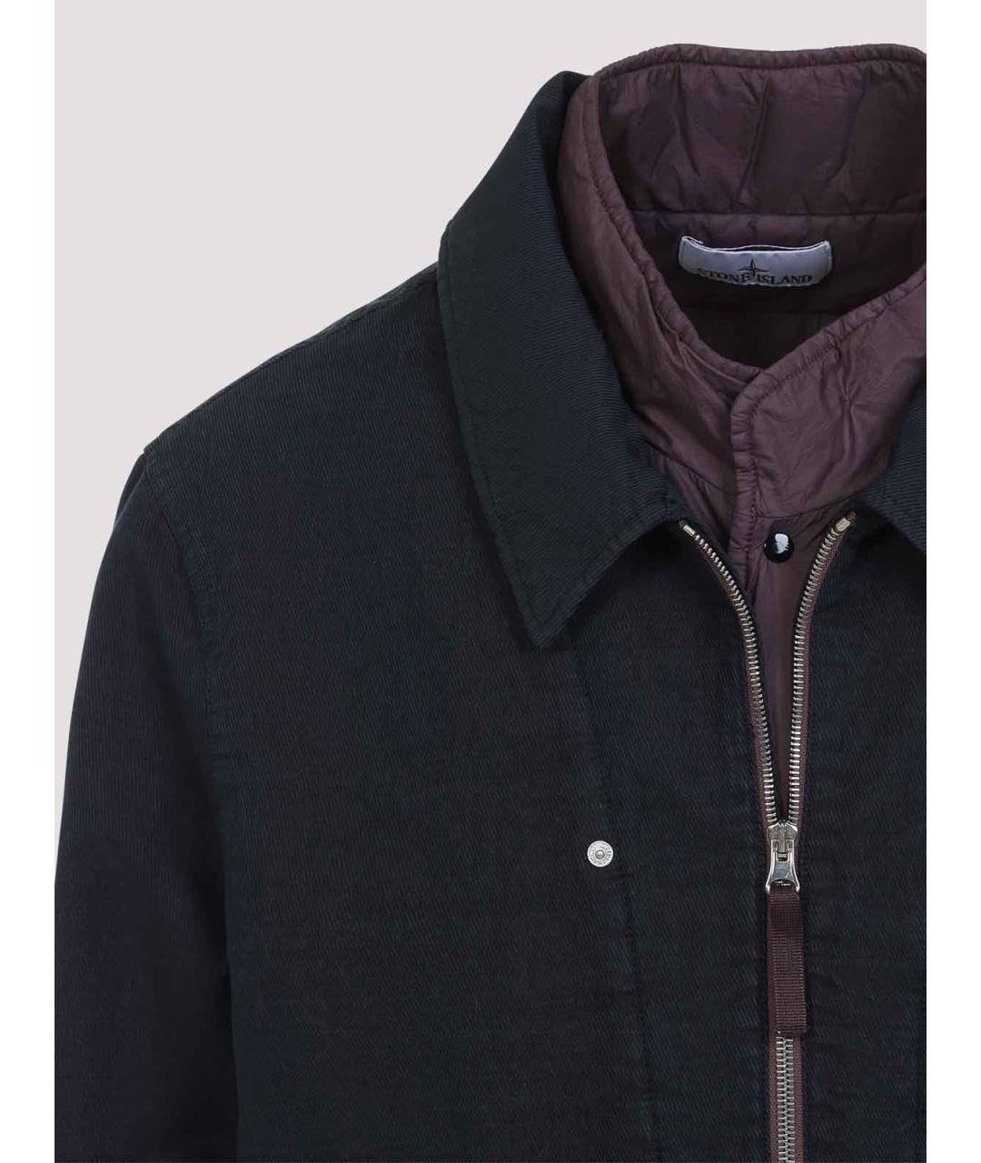 STONE ISLAND Темно-синяя хлопковая куртка, фото 4