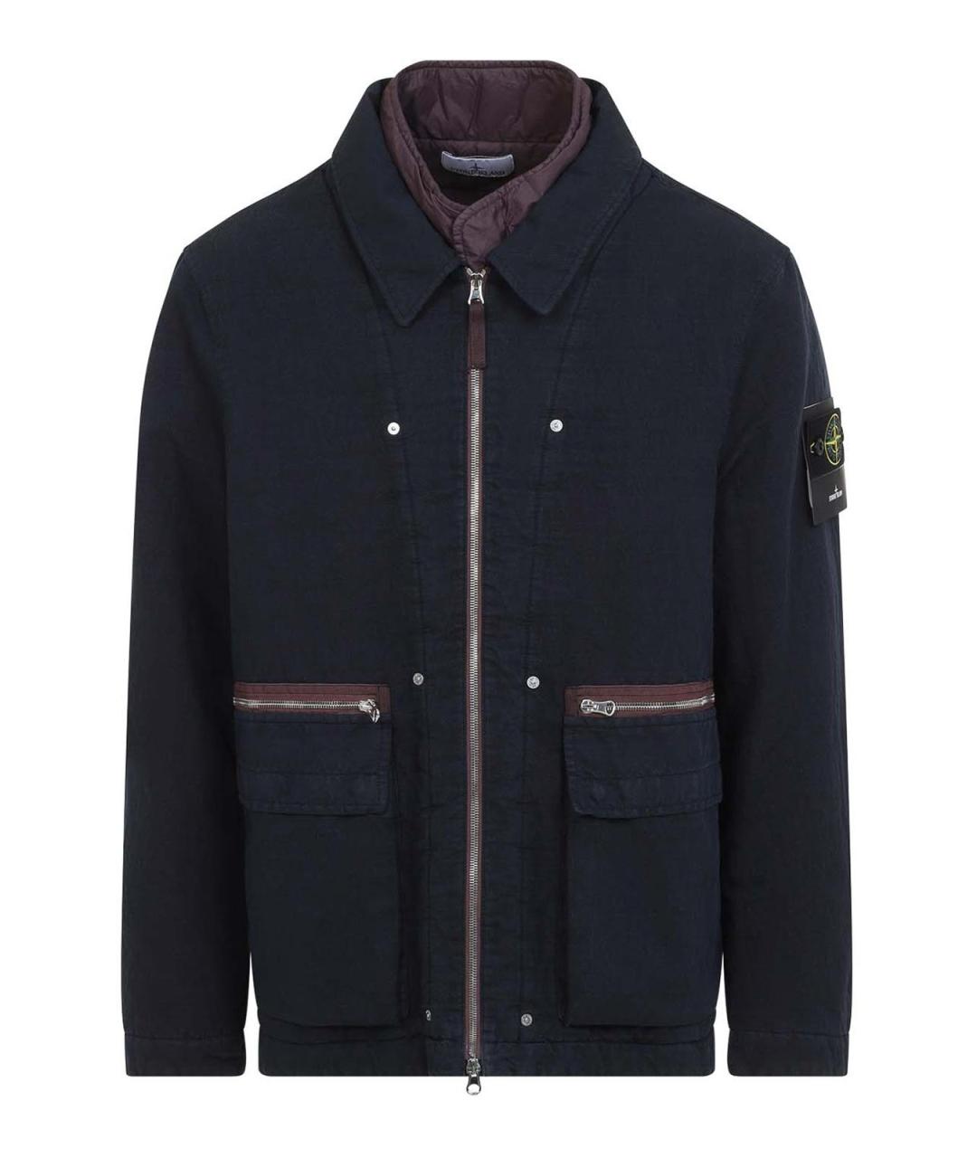STONE ISLAND Темно-синяя хлопковая куртка, фото 1