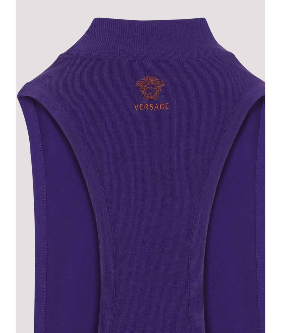 VERSACE Фиолетовая хлопковая майка, фото 3