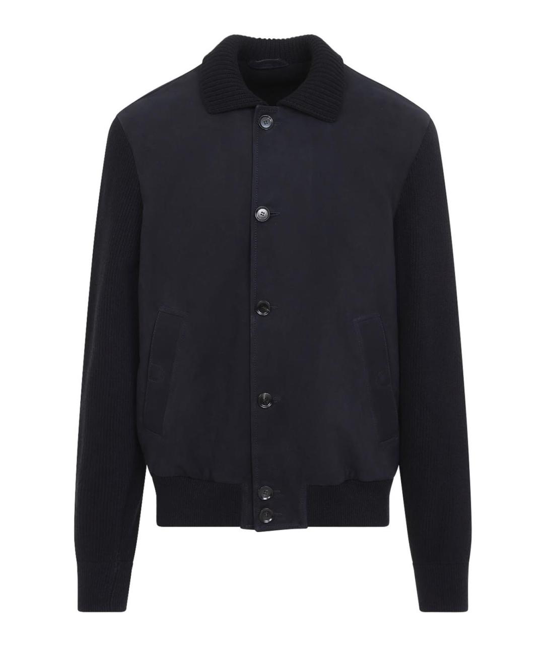 BRIONI Темно-синяя кожаная куртка, фото 1