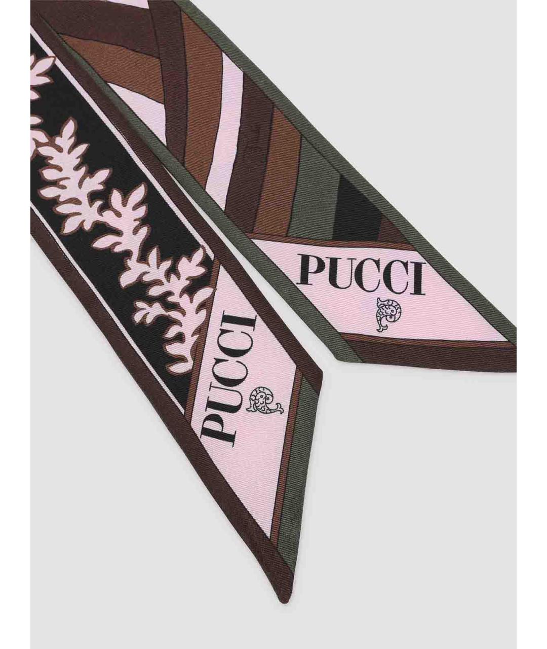 EMILIO PUCCI Коричневый шелковый шарф, фото 2