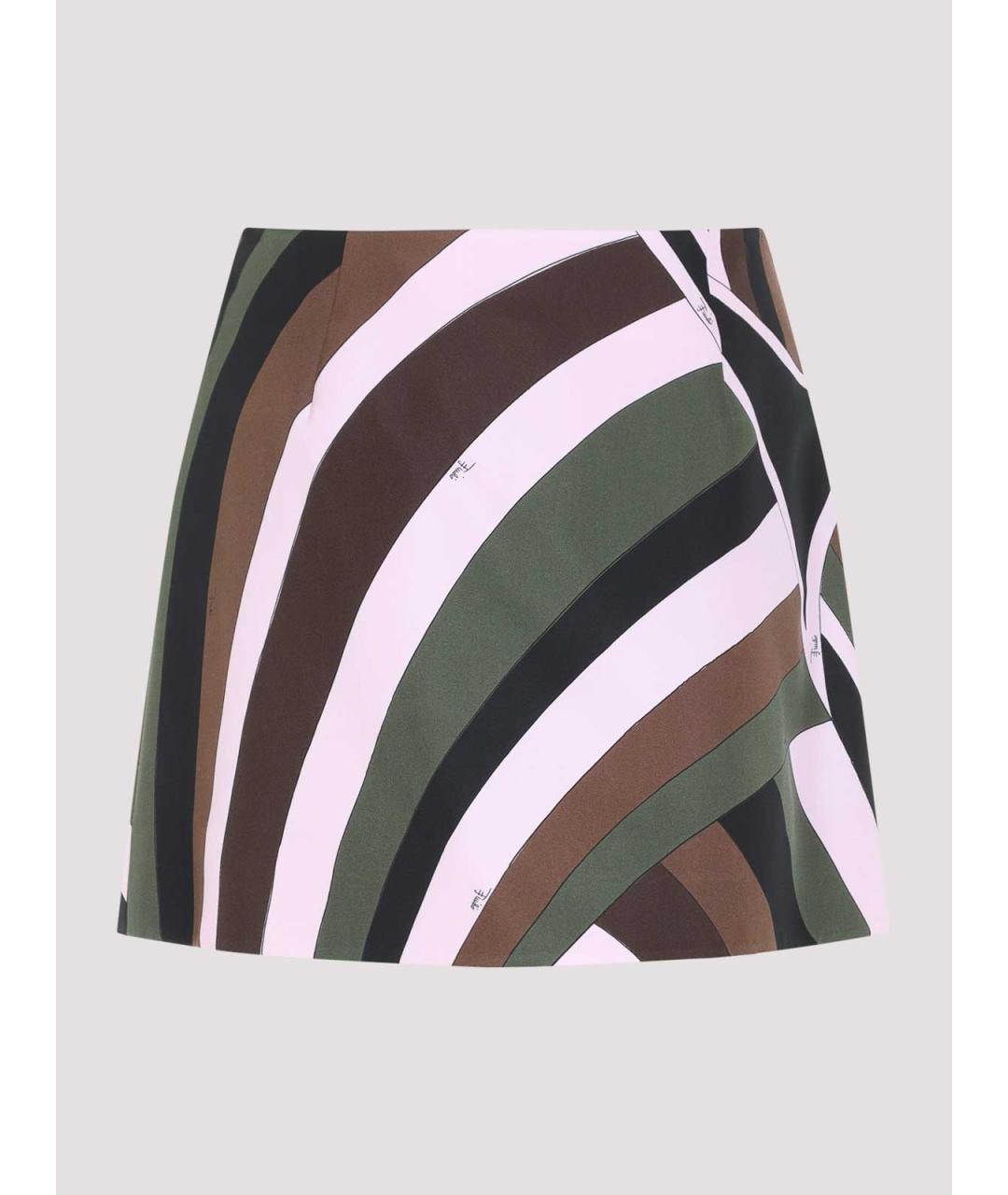 EMILIO PUCCI Мульти шелковая юбка мини, фото 2