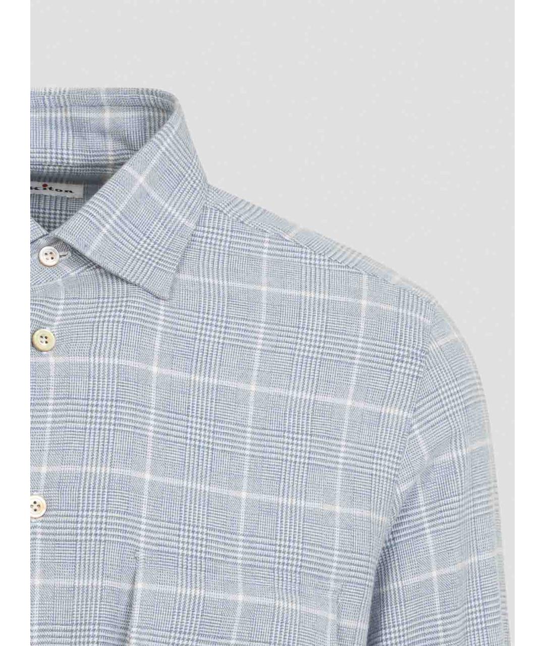 KITON Синяя хлопковая кэжуал рубашка, фото 3
