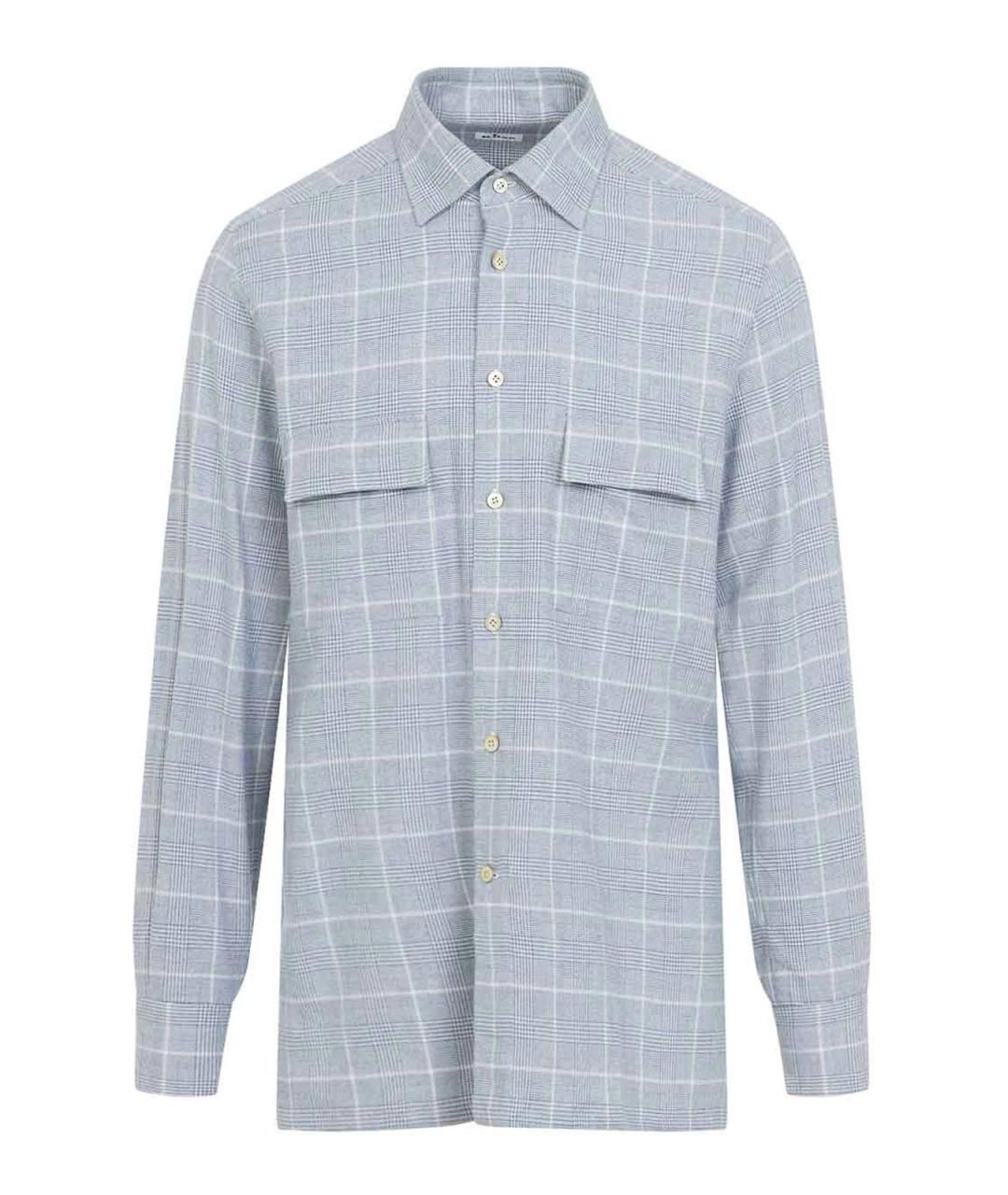 KITON Синяя хлопковая кэжуал рубашка, фото 1
