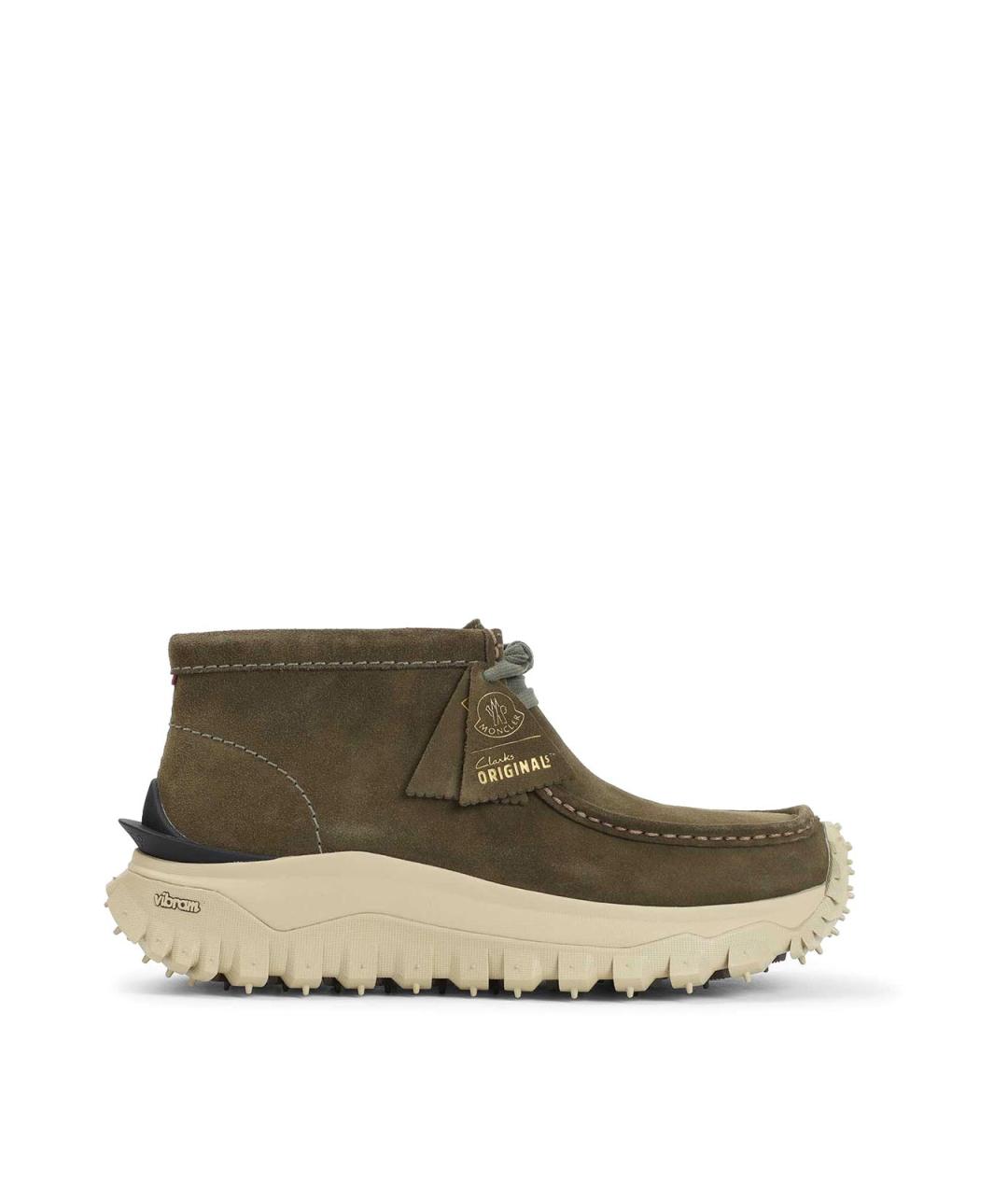 MONCLER Хаки замшевые высокие ботинки, фото 1