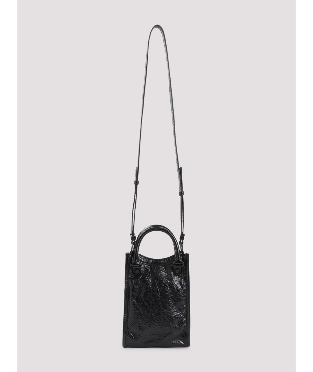 BALENCIAGA Черная кожаная сумка через плечо, фото 2