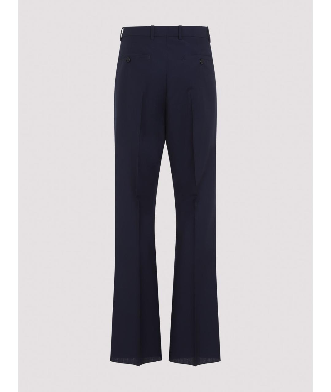 JIL SANDER Синие шерстяные повседневные брюки, фото 2