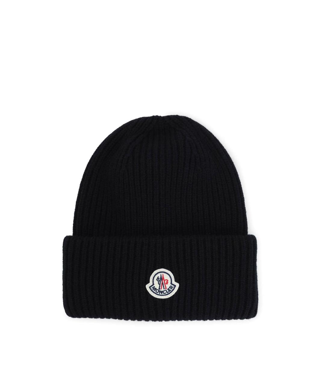 MONCLER Черная шерстяная шапка, фото 3