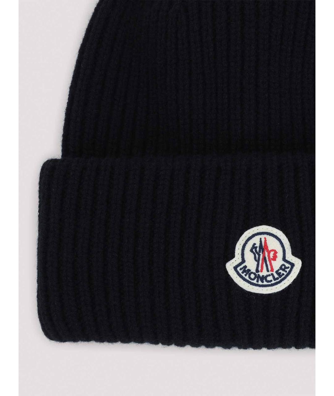 MONCLER Черная шерстяная шапка, фото 2