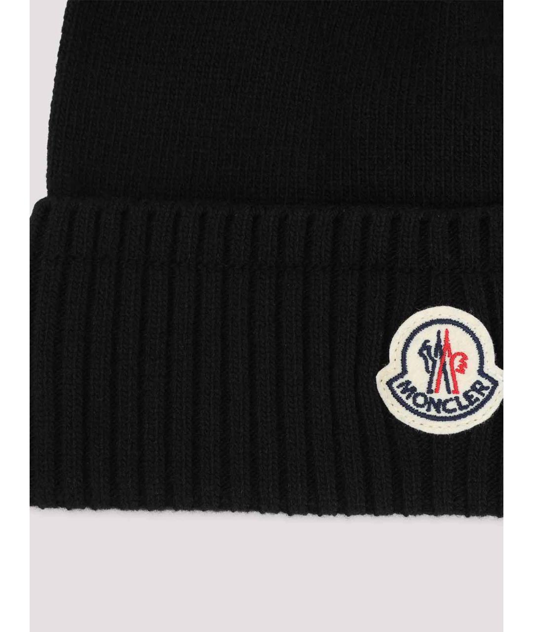 MONCLER Черная шерстяная шапка, фото 2